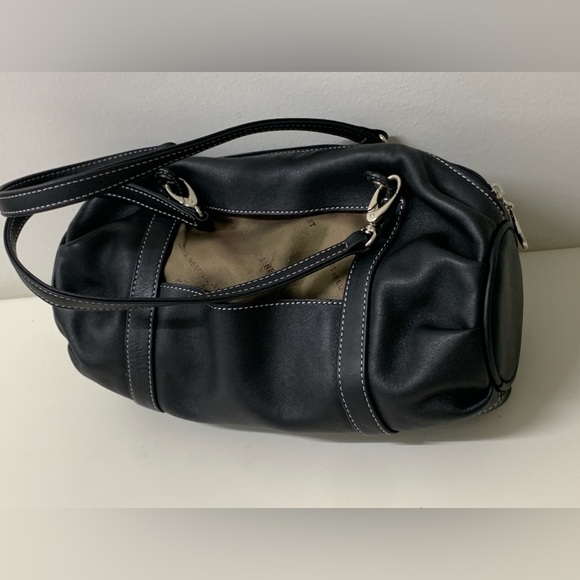 Y2K Vtg Black Leather Lee's Needle Art Handbag Purse - Picture 15 of 16